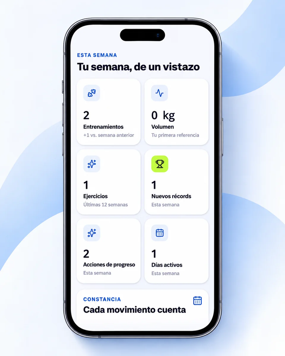 Vista de Zezen con próxima actividad, racha semanal y registro rápido